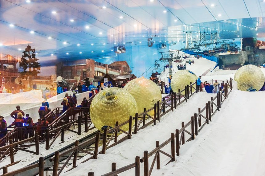 Go skiing at the Mall of the Emirates