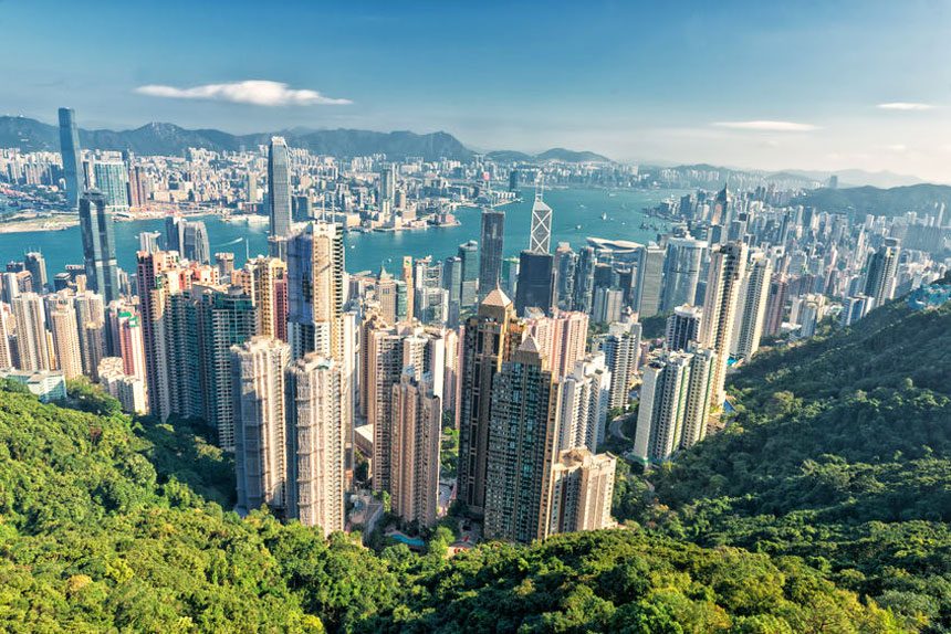 View city skyline from Victoria Peak